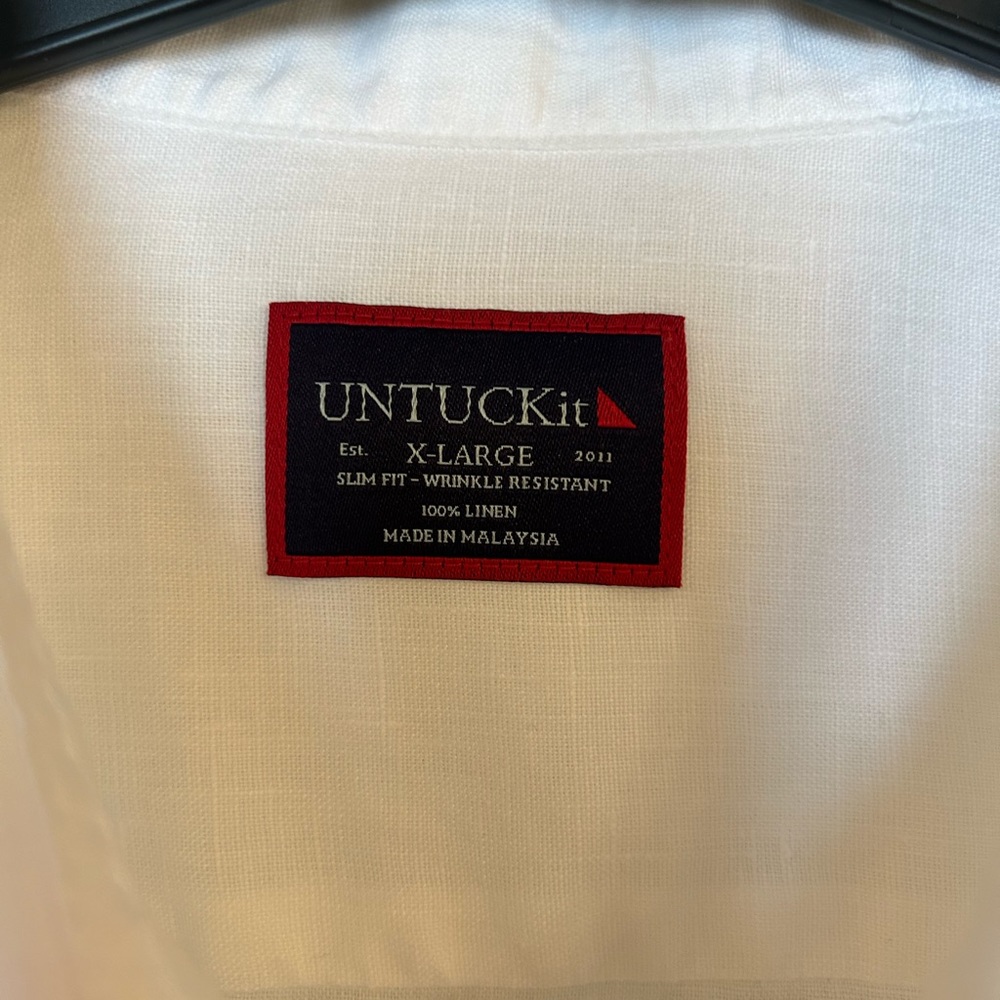 Untuck It White Linen Button Up XL Slim